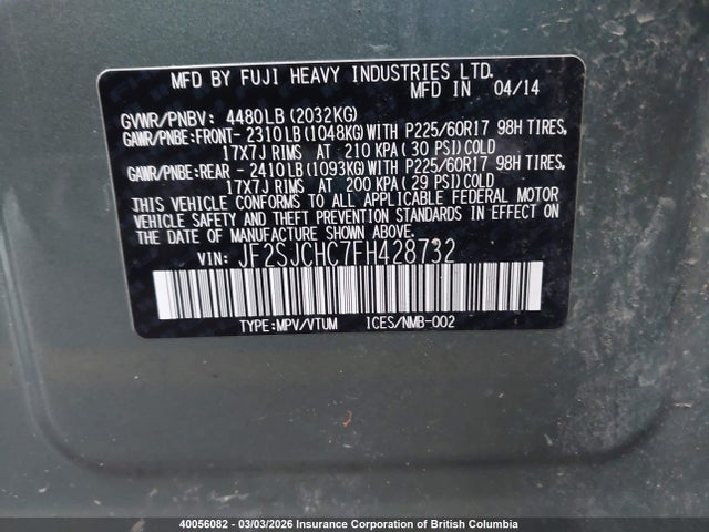 Subaru Forester 2.5i Touring Package 2015 JF2SJCHC7FH428732 Image 9