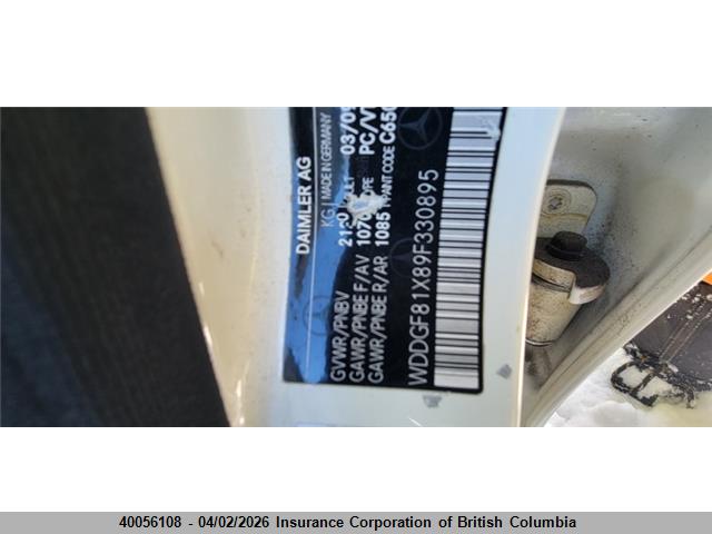 40056108 :رقم المزاد ، WDDGF81X89F330895 vin ، 2009 Mercedes-benz C 300 4mati مزاد بيع