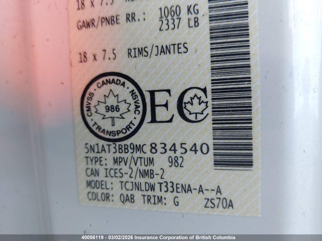 Nissan Rogue 2021 5N1AT3BB9MC834540 Image 9