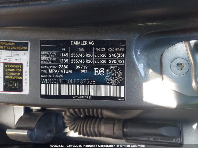 WDC0J8EB0LF737538 Mercedes-Benz Glc Coupe 300 4matic