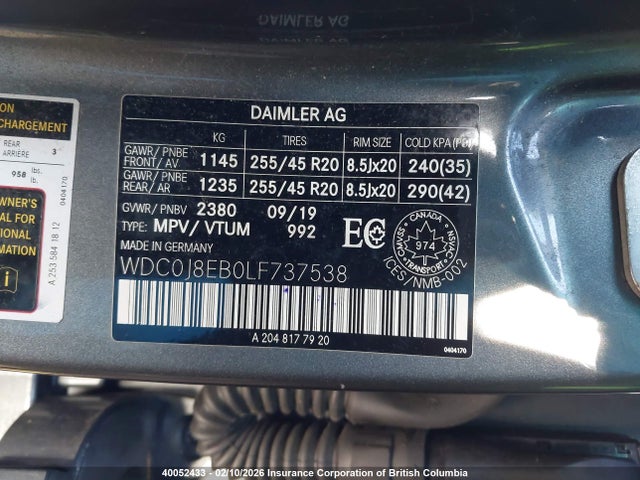 WDC0J8EB0LF737538 Mercedes-Benz Glc Coupe 300 4matic