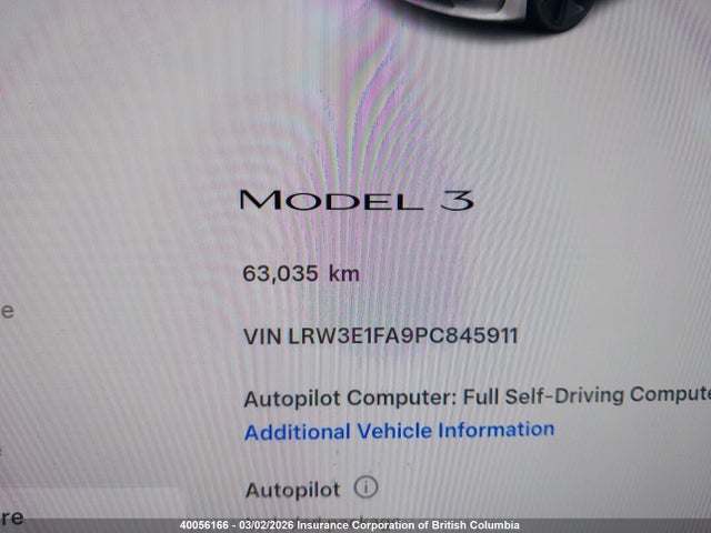 LRW3E1FA9PC845911 Tesla MODEL 3