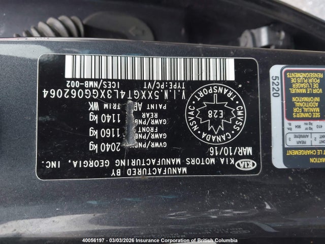 5XXGT4L3XGG062064 KIA Optima Lx