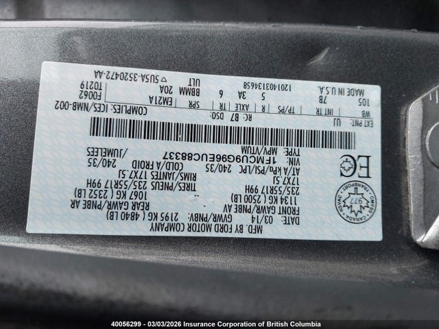 Ford ESCAPE SE 2014 1FMCU9G96EUC88337 Image 9