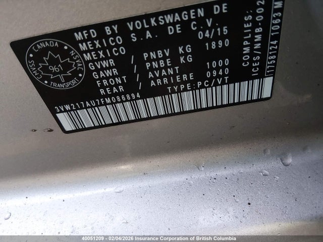 3VW217AU7FM086894 Volkswagen Golf