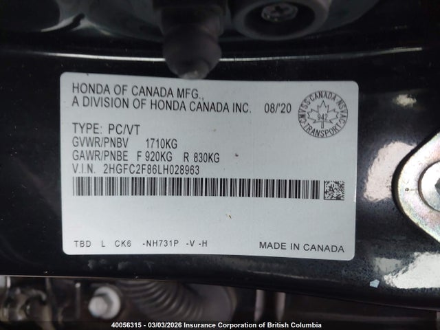 Honda Civic 2020 2HGFC2F86LH028963 Image 18