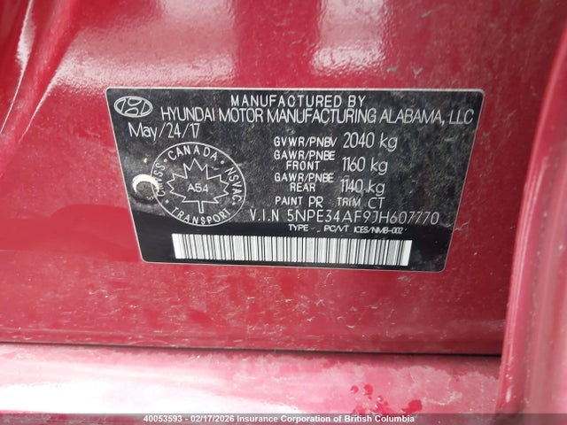 5NPE34AF9JH607770 Hyundai Sonata Sport/limited/sel