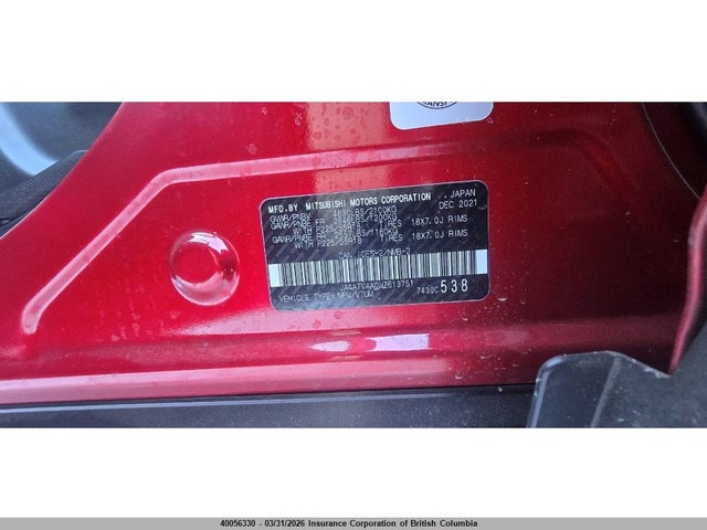 Aukcja sprzedaży 2022 Mitsubishi Eclipse Cross Le, vin: JA4ATVAA0NZ613751, numer aukcji: 40056330