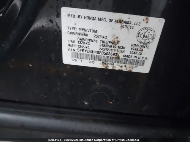Acura Mdx Technology 2015 5FRYD4H48FB503693 Image 9