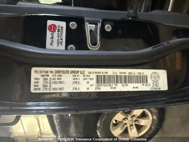 Aukcja sprzedaży 2012 Ram 1500 St, vin: 1C6RD7KT4CS310812, numer aukcji: 40056382