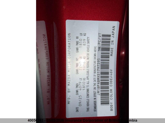 JM1BPABMXS1797395 Mazda 3 Select Sport