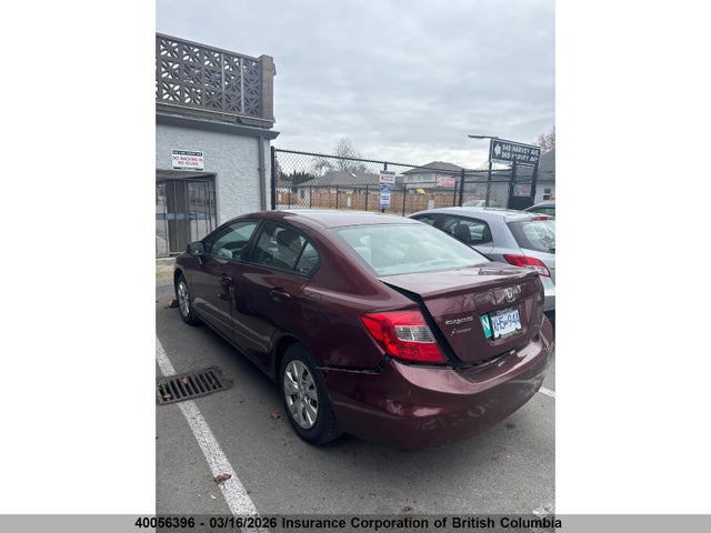 40056396 :رقم المزاد ، 2HGFB2F45CH006792 vin ، 2012 Honda Civic مزاد بيع