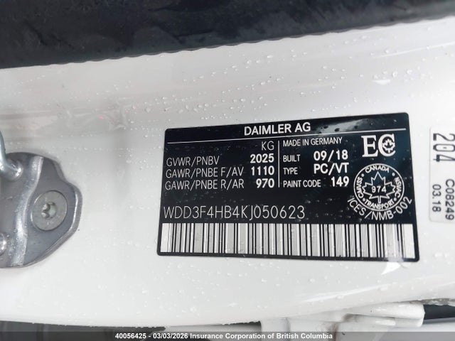 WDD3F4HB4KJ050623 Mercedes-Benz A 250 4matic