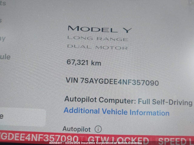 Продажа на аукционе авто 2022 Tesla Model Y Long Range, vin: 7SAYGDEE4NF357090, номер лота: 40056441