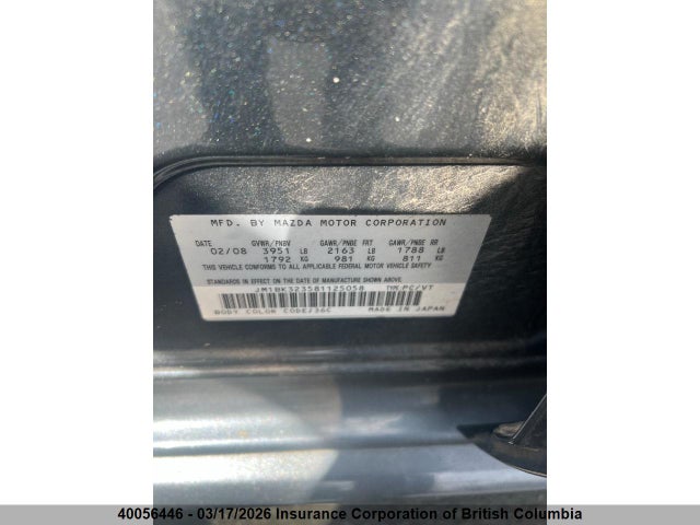 Продажа на аукционе авто 2008 Mazda 3 S, vin: JM1BK323581125058, номер лота: 40056446