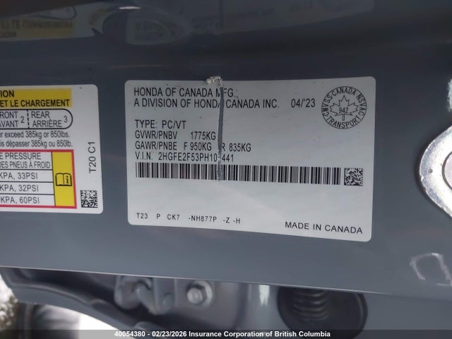 Honda Civic Sport 2023 2HGFE2F53PH105441 Image 9