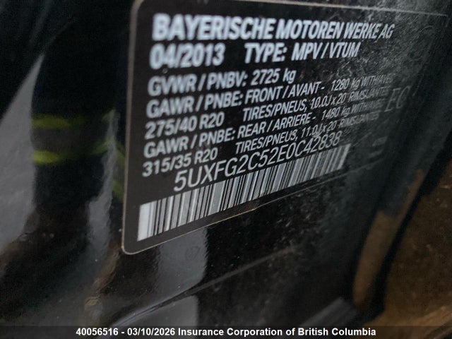 5UXFG2C52E0C42838 BMW X6