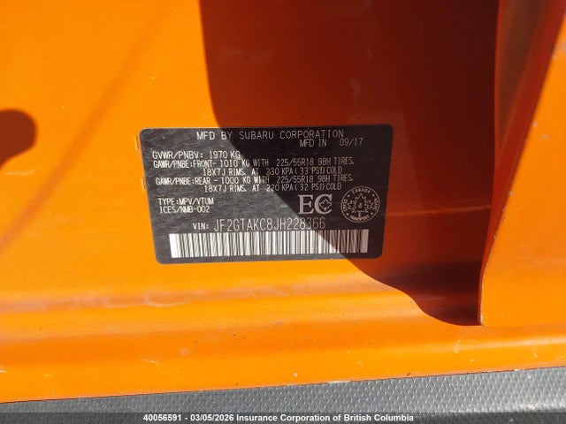 Subaru Crosstrek Limited 2018 JF2GTAKC8JH228366 Image 9
