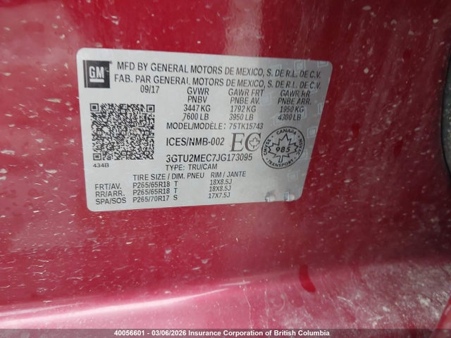 3GTU2MEC7JG173095 GMC Sierra 1500 Sle