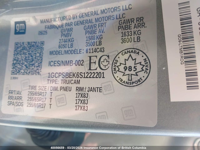 1GCPSBEK6S1222201 Chevrolet Colorado Wt 2wd