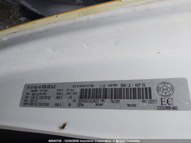 3C6TRVCG7JE120127 RAM Promaster 2500 2500 High