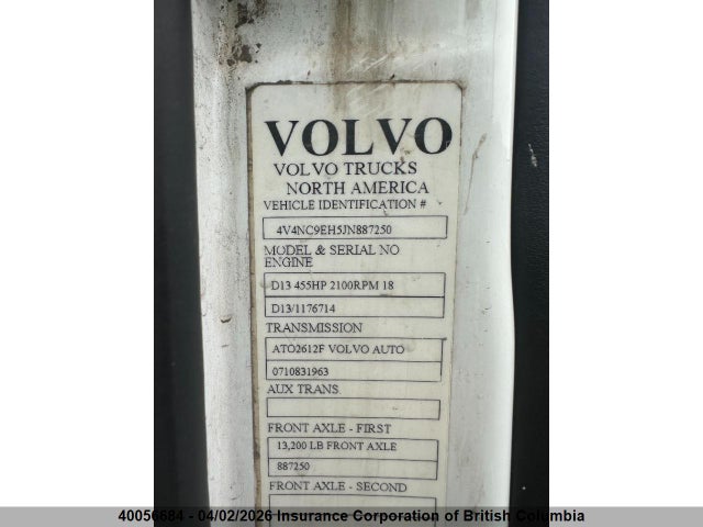 4V4NC9EH5JN887250 Volvo Vn L