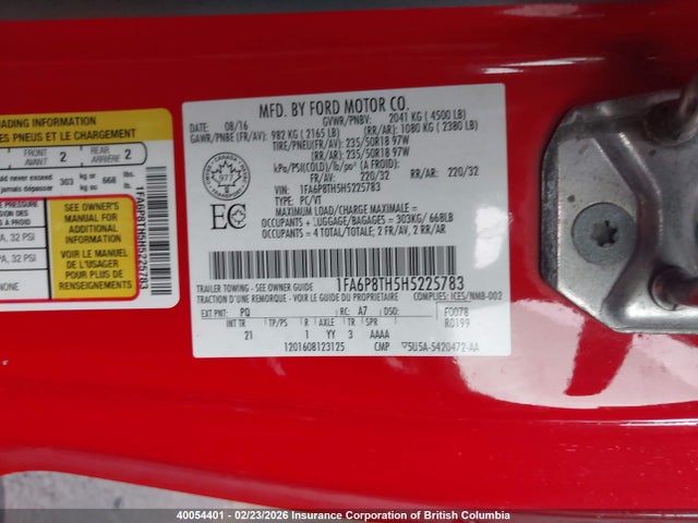 1FA6P8TH5H5225783 Ford Mustang