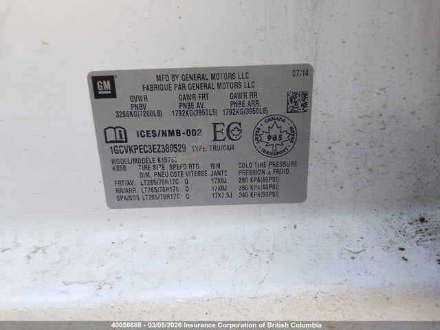 1GCVKPEC3EZ380529 Chevrolet Silverado K1500