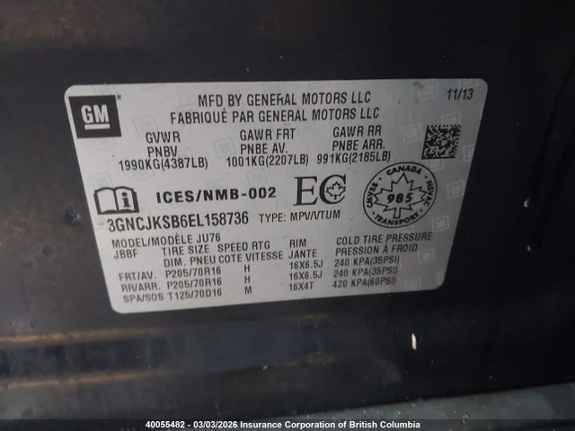 3GNCJKSB6EL158736 Chevrolet TRAX LS