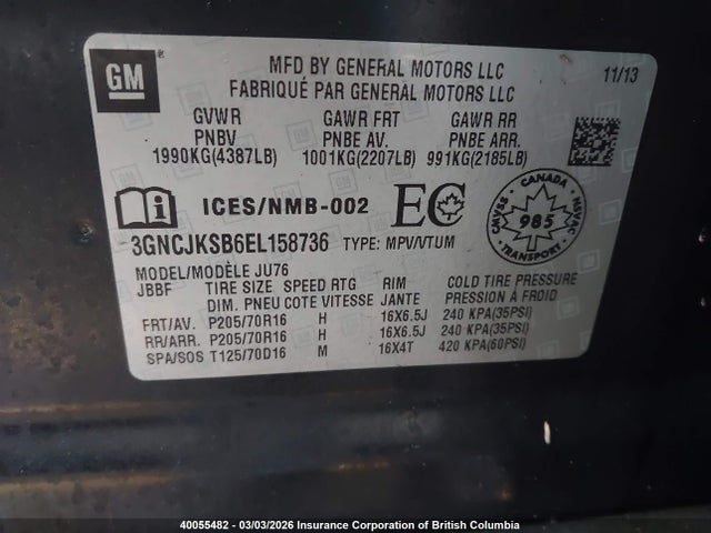 3GNCJKSB6EL158736 Chevrolet TRAX LS