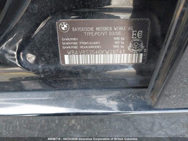 Продажа на аукционе авто 2006 Bmw 323i, vin: WBAVB53546KW28741, номер лота: 40056716