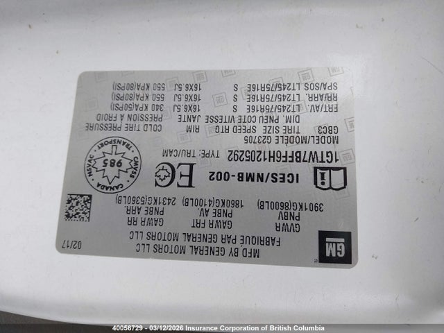 1GTW7BFF6H1205292 GMC Savana G2500