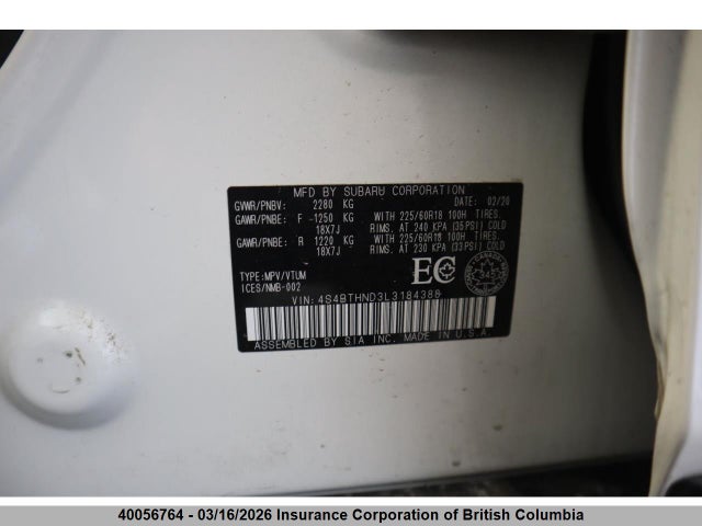 40056764 :رقم المزاد ، 4S4BTHND3L3184388 vin ، 2020 Subaru Outback Limited Xt مزاد بيع