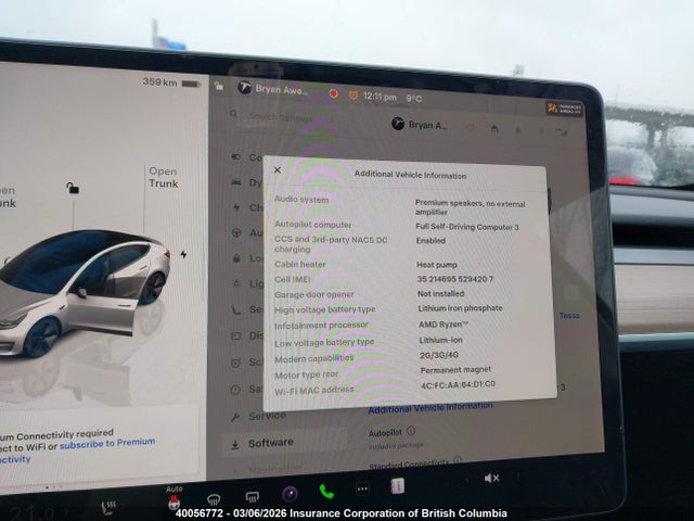 5YJ3E1EA9PF412421 Tesla MODEL 3