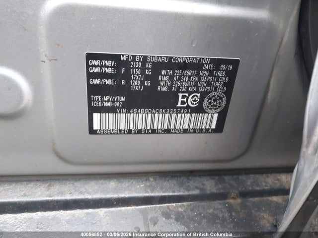 Subaru Outback 2.5i 2019 4S4BSDAC8K3357491 Image 18