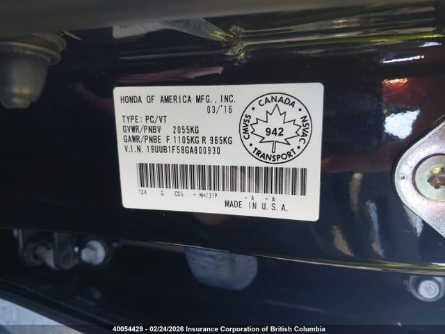 19UUB1F58GA800930 Acura TLX TECH