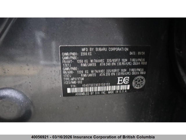 4S4BTDEC9S3150132 Subaru Outback Touring