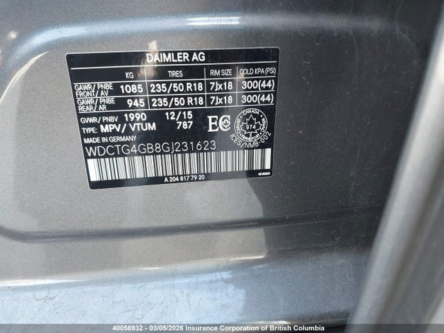 WDCTG4GB8GJ231623 Mercedes-Benz Gla 250 4matic