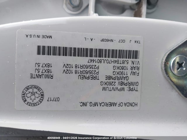 5J8TB4H70JL801447 Acura RDX