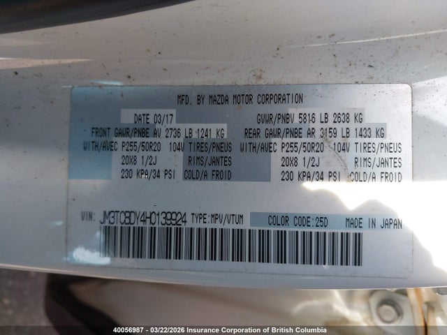 JM3TCBDY4H0139924 Mazda CX-9