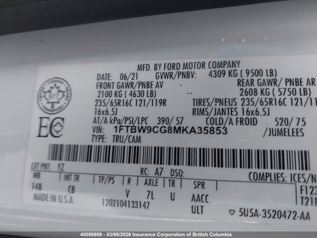 1FTBW9CG8MKA35853 Ford Transit T-350