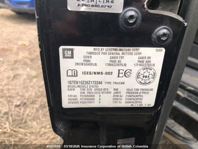 Продажа на аукционе авто 2006 Gmc New Sierra K1500, vin: 1GTEK19Z36Z172244, номер лота: 40057010