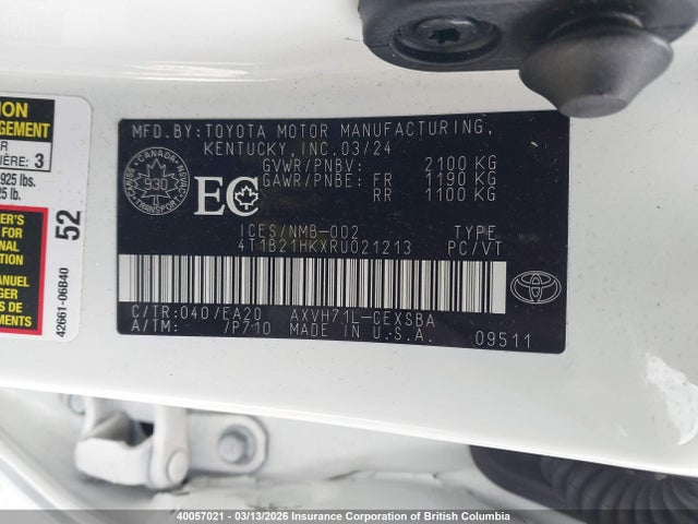 4T1B21HKXRU021213 Toyota Camry