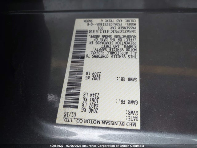 1N4AZ1CP5JC301538 Nissan Leaf