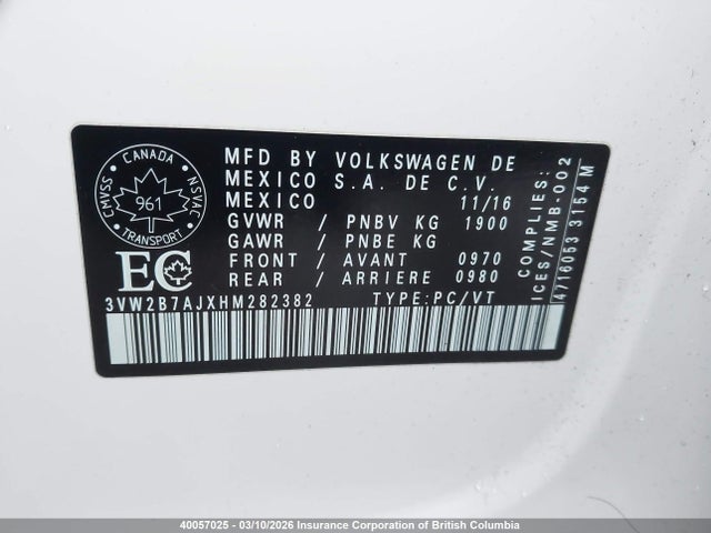 Volkswagen Jetta 2017 3VW2B7AJXHM282382 Image 9