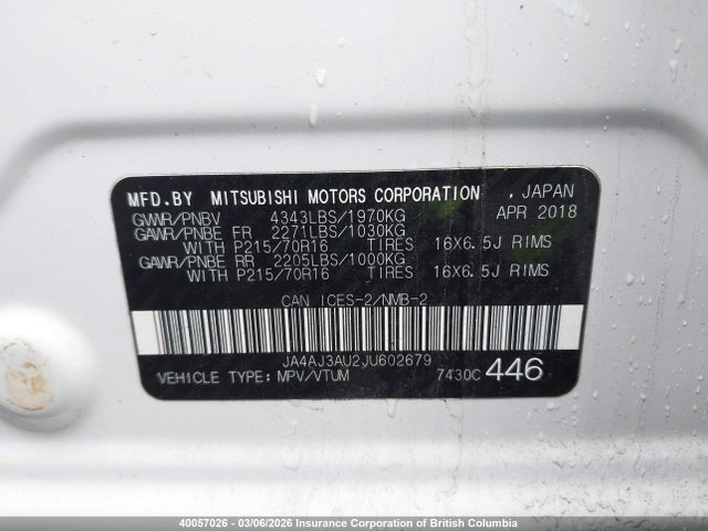 JA4AJ3AU2JU602679 Mitsubishi RVR