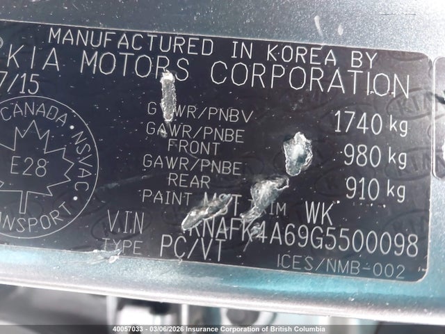 KNAFK4A69G5500098 KIA Forte