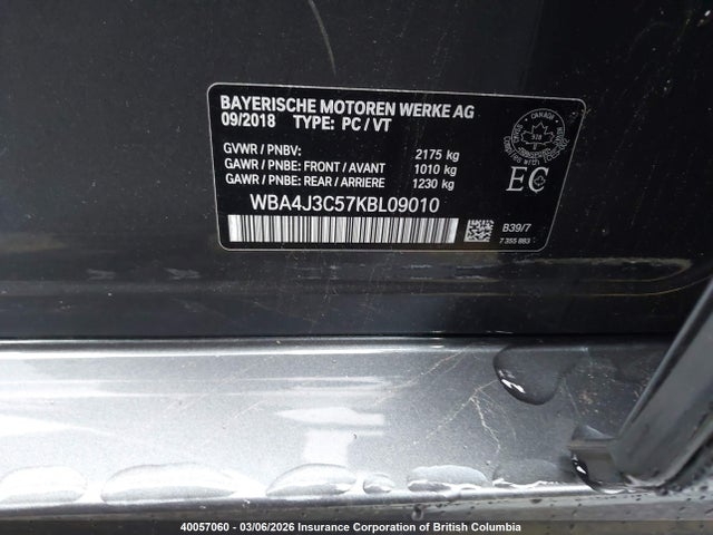 WBA4J3C57KBL09010 BMW 430I
