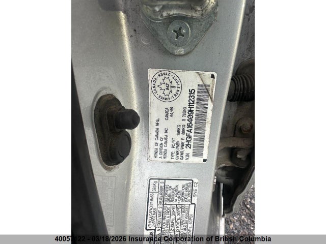2009 Honda Civic მანქანა იყიდება აუქციონზე, vin: 2HGFA16409H112315, აუქციონის ნომერი: 40057122
