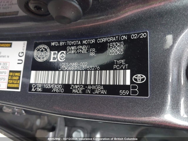 JTDKARFP1L3153276 Toyota Prius Prime Le/xle/limited